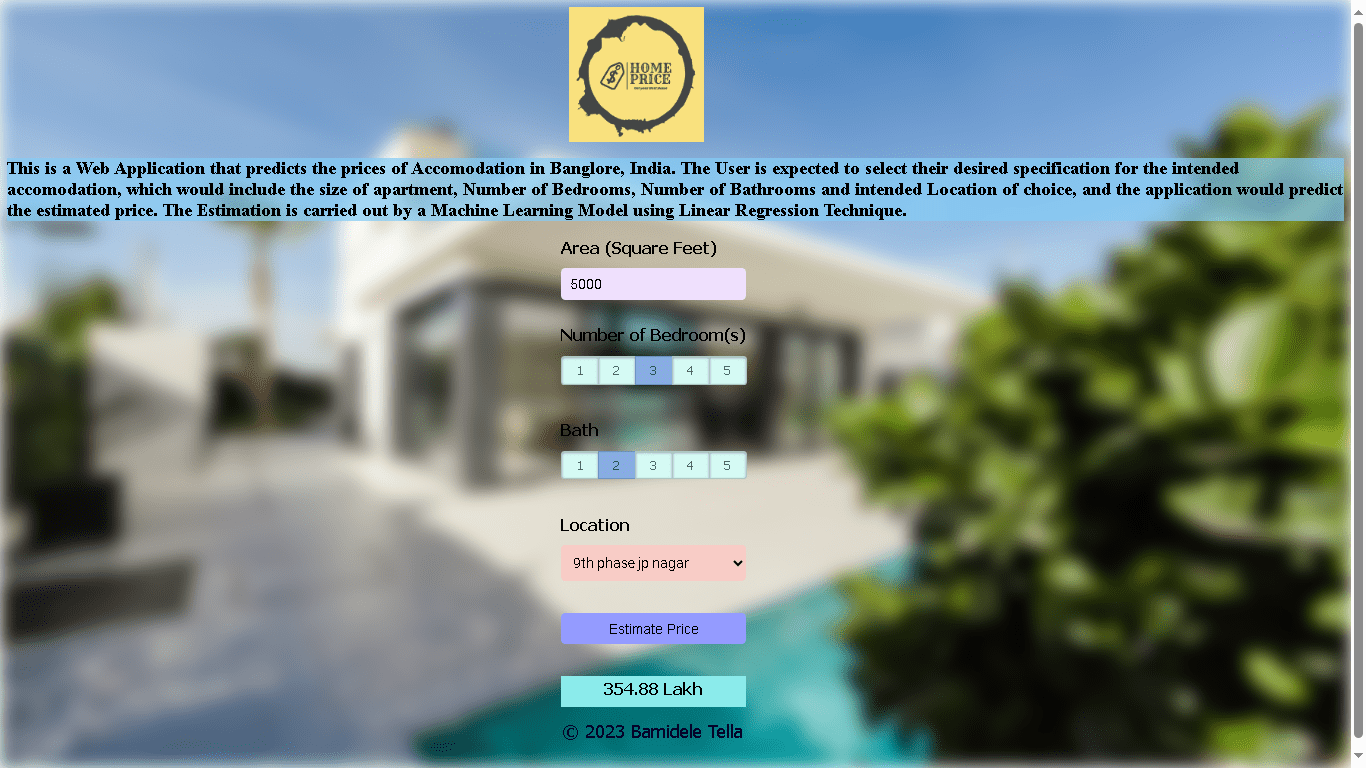 HomePricePrediction The goal of this project is to create a